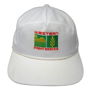 Head to Toe White 5 Panel One Size Hat Rope Brim Western Farm Service Snapback
